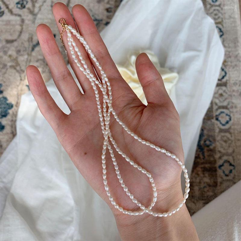 

Chains Handmade Multilayer Natural Freshwater Pearl Pendant Necklace For Women Vintage Dainty Charm Choker Stylish Simple Jewelry Gifts