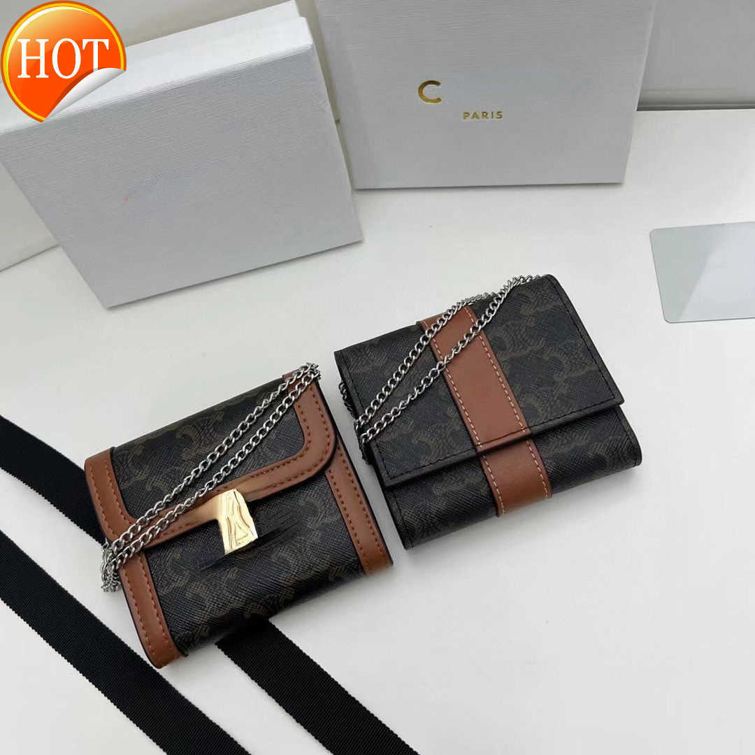 

Luxury Brand Designer Change Purse Card pack Handbag Gift Box New Sailin Triumphal Arch Short Wallet Chain Crossbody Bag Multi Functional Factory Direct Sale, Light green