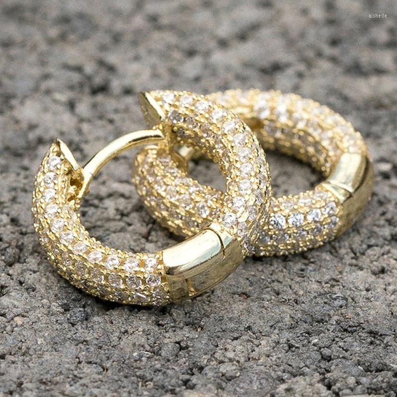 

Hoop Earrings TENGTENGFIT Gold Color For Women Dazzling Micro Paved CZ Stones Accessories Circle Round Earring Jewelry