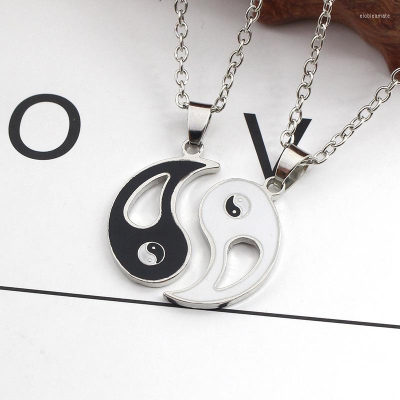 

Chains Friends Splicing Necklace Taiji Gossip Black With White Yin Yang Pendant Couple Gift Jewelry Wholesale