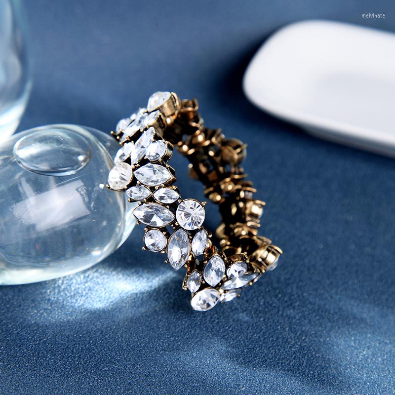 

Strand Vintage Gold Color Elastic Rope Charm Bracelet Clear Acrylic Bangle Fashion Jewelry For Women Handmade Accessory