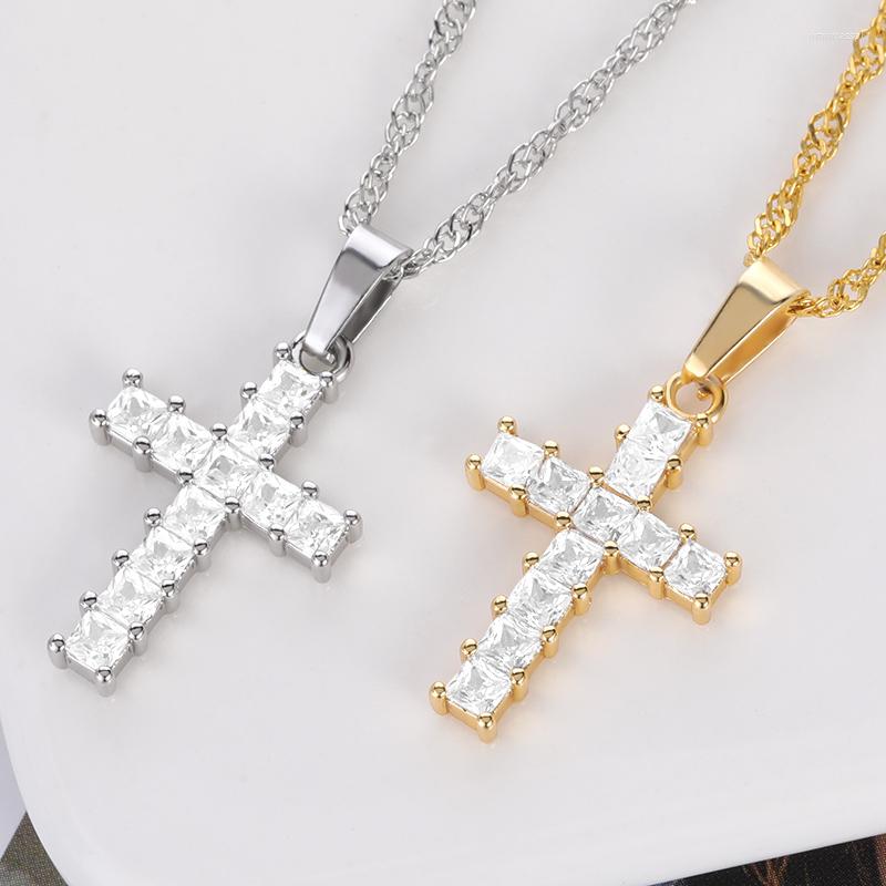 

Pendant Necklaces Punk Cross Pendants For Women Vintage Jesus Man Necklace Stainless Steel Chain Cool Jewelry Female Accessories