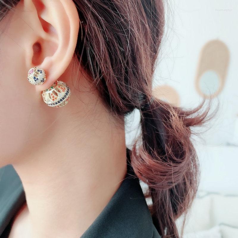 

Dangle Earrings Luxury Vintage Hollow Ball For Women Wedding Party Cubic Zirconia Earring High Jewelry