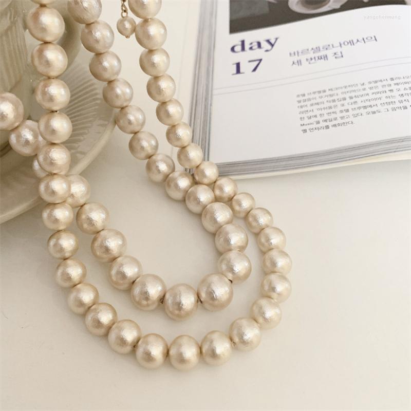 

Choker Minar Unusual Oversized Pearl Beaded Necklaces For Women Female Round Cotton Pearls Necklace Statement French Jewelry
