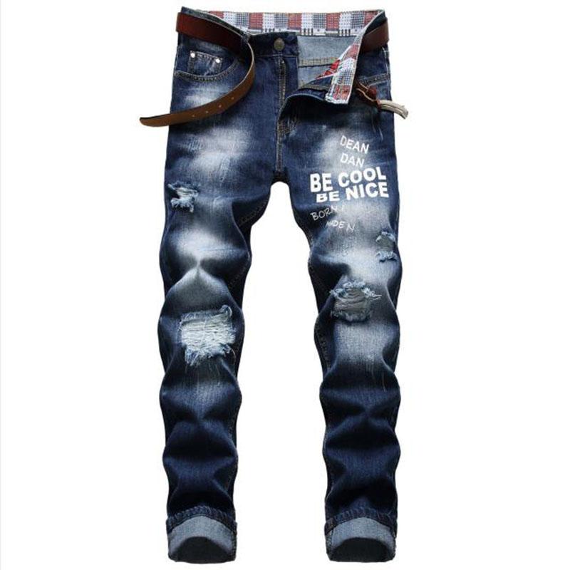 

Men's Jeans Mens Ripped Autumn 2023 Designer Blue Denim Pants Men Casual Cotton Distressed Destroyed Trousers Vaqueros 29-42, F813