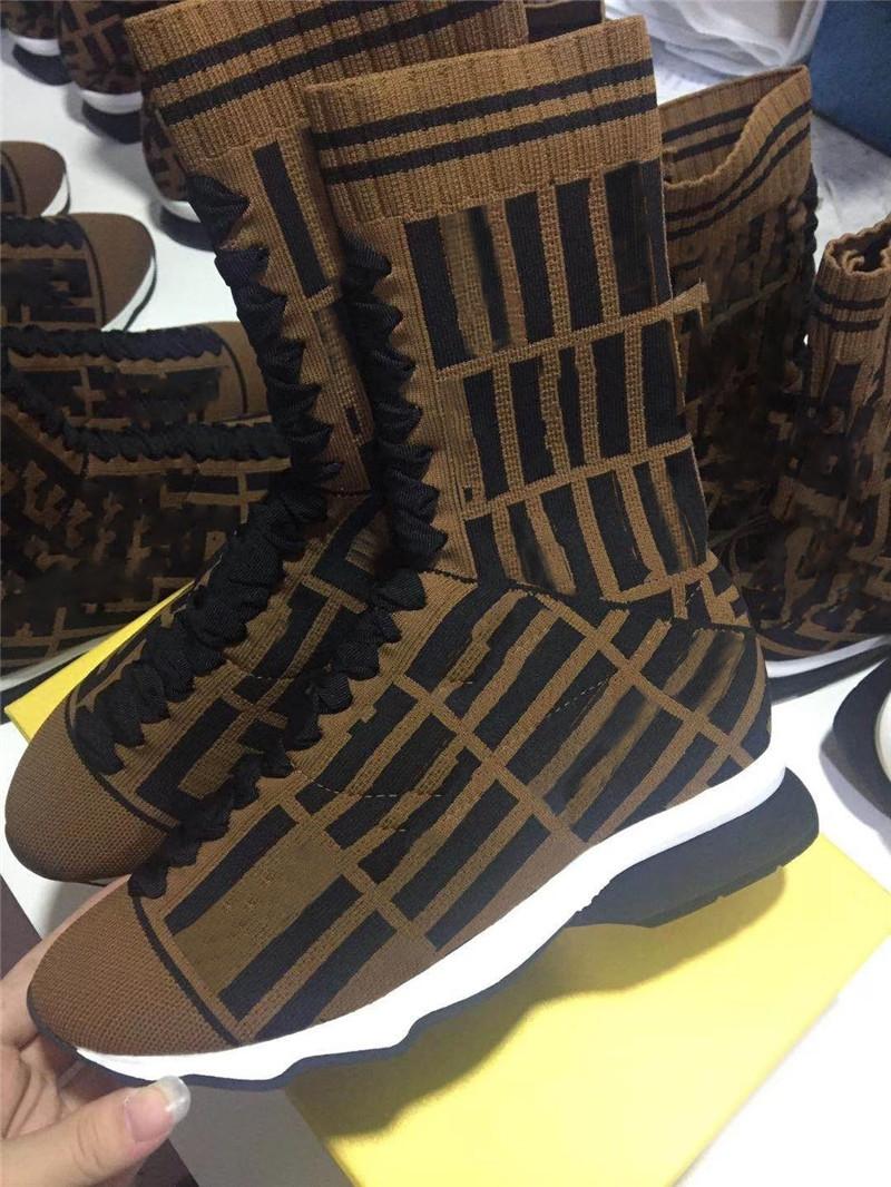 

Designer Luxury Ankle Boots Shoes Polyamide Black Brown Booties Knit Socks Sneakers With Original box