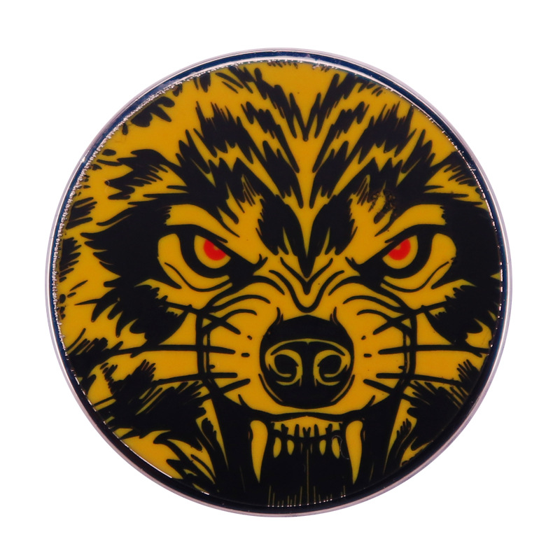 

Ferocious wolf brooch animal badge Cute Anime Movies Games Hard Enamel Pins Collect Metal Cartoon Brooch Backpack Hat Bag Collar Lapel Badges, As picture