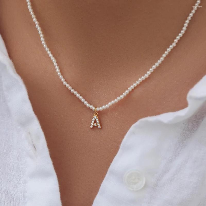 

Chains Bohemian Crystal Alloy Alphabet Pendant Necklace For Women Girls Fashion Beach Charm Seashell Beads Choker Necklaces Jewelry
