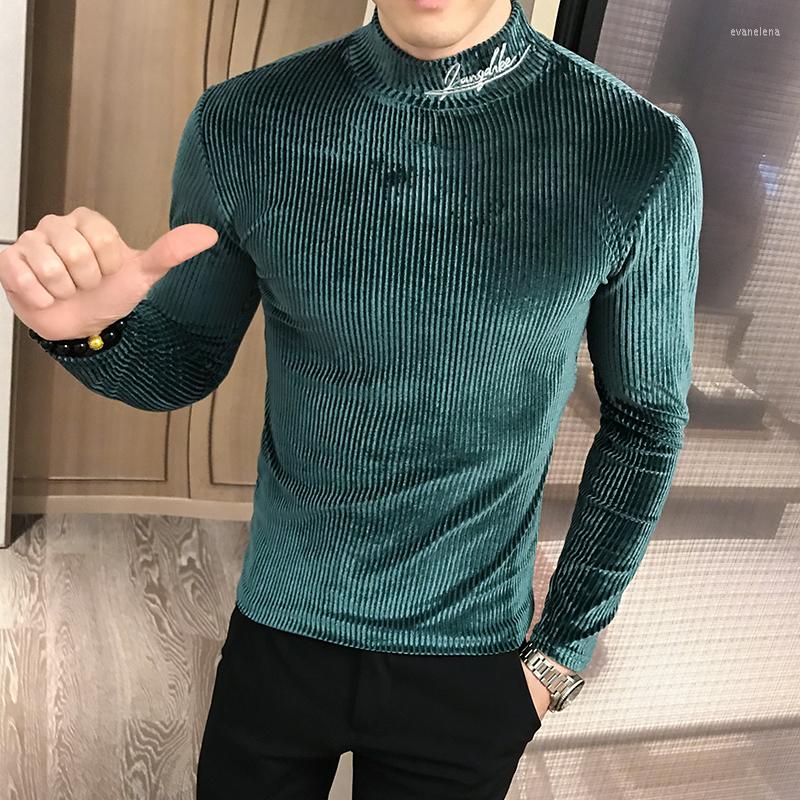 

Men's T Shirts T-shirt Men Long-sleeved Lapel Fashion Jacket British European-style Traditional Half High Collar Casual Punk Style Men's, Black