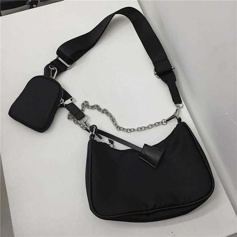 

designer bags re-edition Chain Underarm Crossbody Bag Versatile Black Work Clothes 3-in-1 for Women