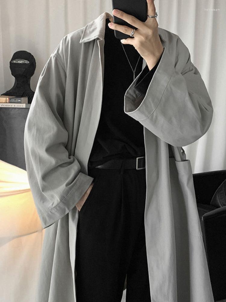 

Men's Trench Coats Coat Men's All-match Loose Hong Kong Style Trendy Personality Handsome Over-the-knee, Gray