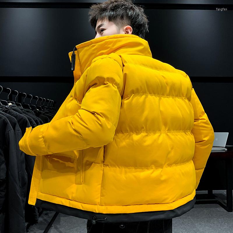 

Men's Down Warm Thick Jacket Men Winter Casual Outwear Coats Solid O-neck Windbreak Male Cotton Padded Youth Drop, Black