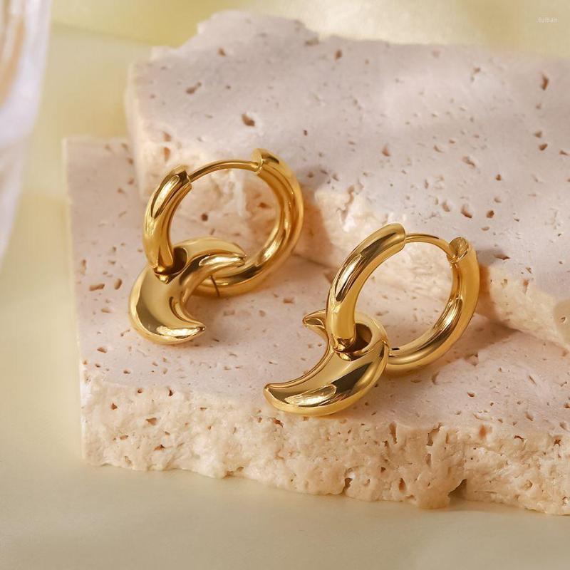 

Hoop Earrings Uworld Star Pendant Drop Huggie 18k Gold Plated Trendy Waterproof Stainless Steel Fashion Charm Jewelry