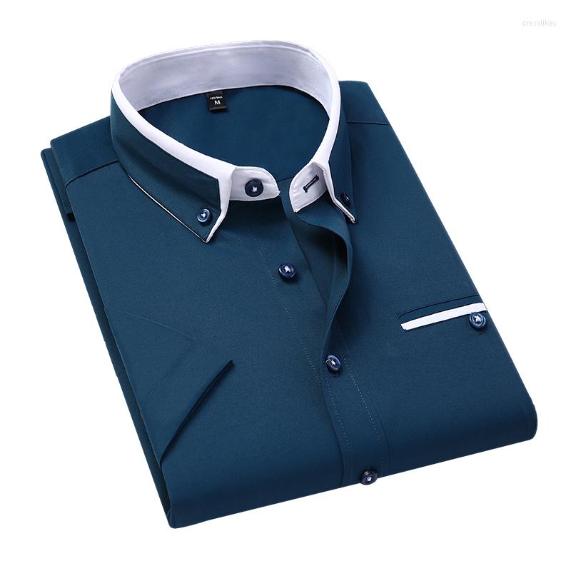 

Men's Dress Shirts 4XL 5XL Business Casual Thin Short-Sleeved Shirt Men'S Trendy Fashion All-Match Formal Square Collar Male Summer, Natural yellow
