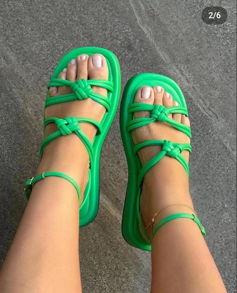 

Sandals Summer Platform For Women Casual Rubber Sole Non-slip Shoes Comfortable Peep Toe Rivet Beach, Green