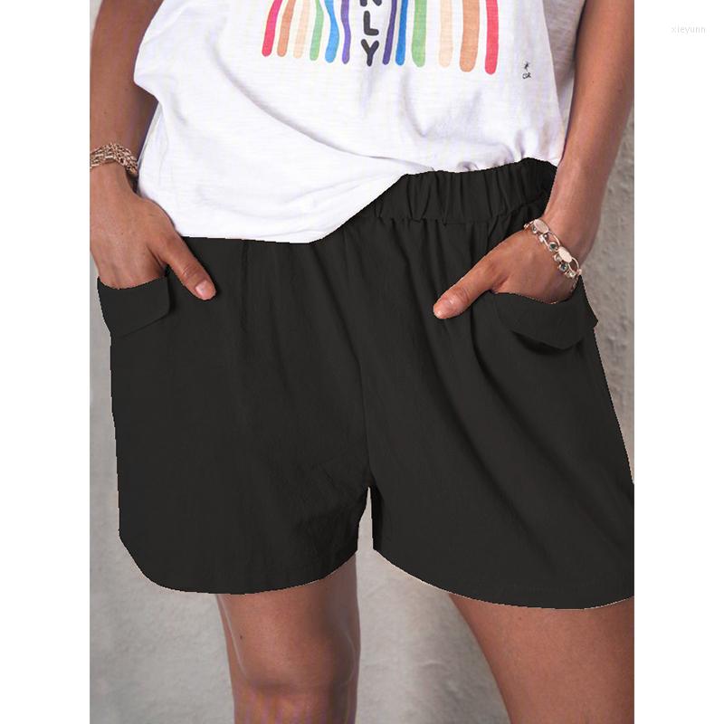 

Women's Shorts Womens Elastic High Waist All-Match Straight Leisure Retro Sweatpant Loose Pocket Fashion Wide Leg Solid Color, Black