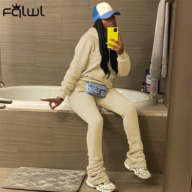 

Women  Two Piece Pants FQLWL Spring Womens 2 Sets Outfits Tracksuit Sweatsuits For Women Long Sleeve Top Suits Pink Matching 230317, Black