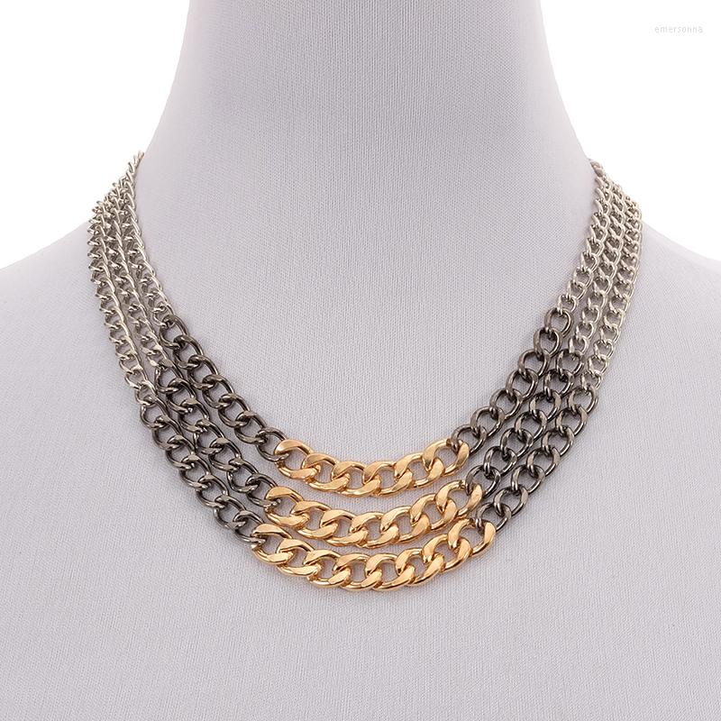 

Chains Women Men Unisex Statement Trendy Cuban Metal Chain Mix Color Layered Necklace Fashion Wedding Bridal Jewelry