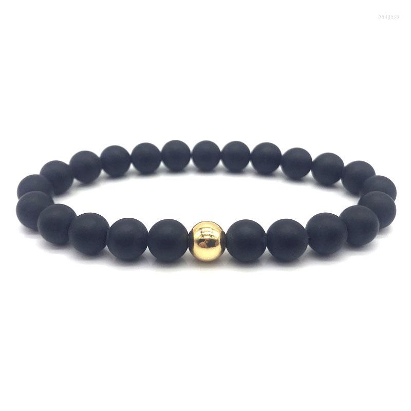 

Strand 2023 Classic Round Bracelet Men Trendy Handmade 8mm Black Lava Stone Bead For Jewelry Gift