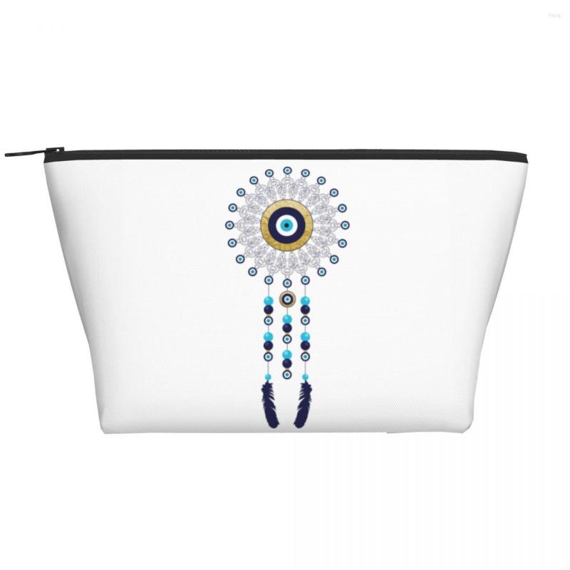 

Cosmetic Bags Boho Chic Evil Eye Mandala Dream Catcher Travel Toiletry Bag For Women Hamsa Nazar Bohemian Makeup Storage Dopp Kit