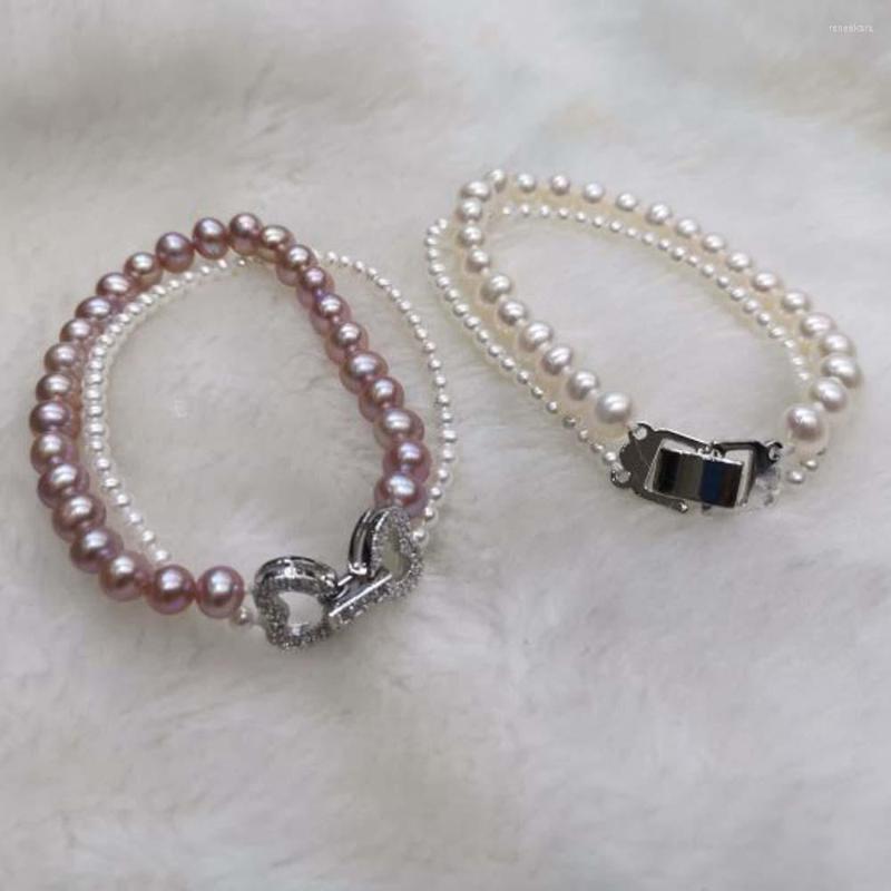 

Strand Fine Pearl Women Jewelry 2rows Freshwater Pearls Bracelet Two Style Option