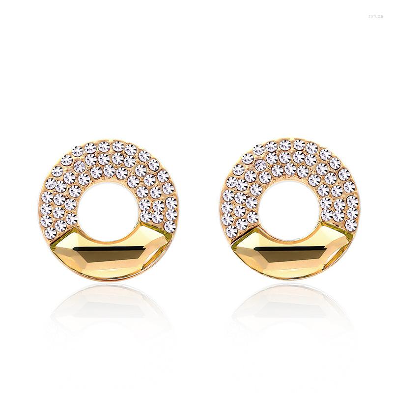 

Stud Earrings ER-00134 Genuine Austrian Crystal Jewerly Gold And Silver Plated Women's Rhinestone Earring Y2k Accessories