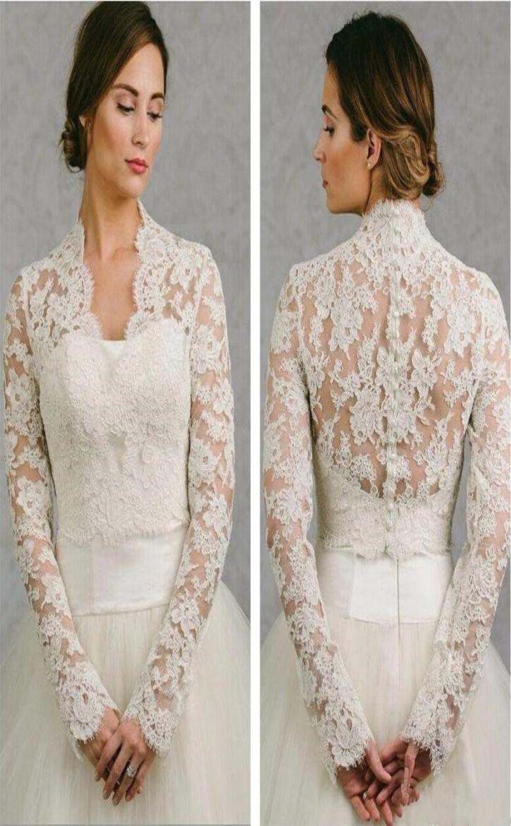 

BHLDN 2019 Wedding Wrap Lace Jacket White Ivory Appliqued Cheap Long Sleeve Bridal Jacket Bolero Shrug Plus Size Wedding Dress Wra1839943