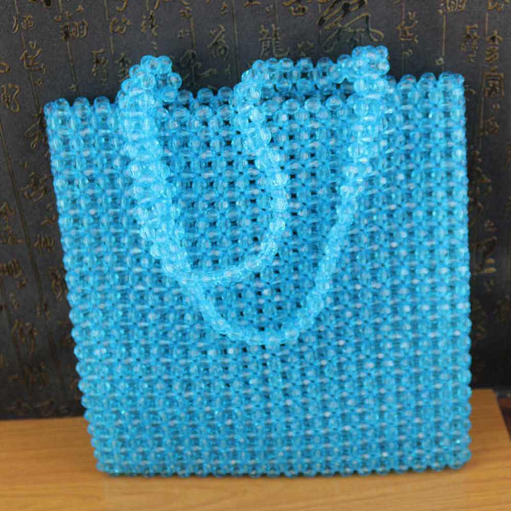 

new beautiful blue acrylic crystal girl beading ins daily portable one-shoulder transparent bag 230304, Sky blue