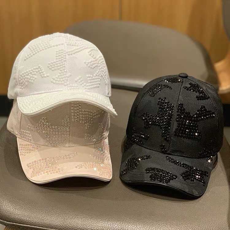 

Summer Hats Caps Men's Women's New style duck tongue cap men's and women's spring and autumn outdoor leisure cap diamond inlaid Korean sunshade baseball cap, Black