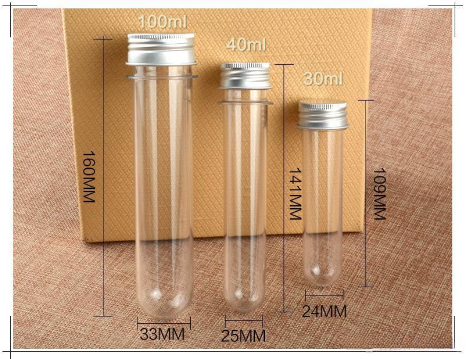 30ml 40ml 100ml Transparent cylindrical plastic test tube bottle mask powder bottle bath salt candy bottled empty bottle SN2110