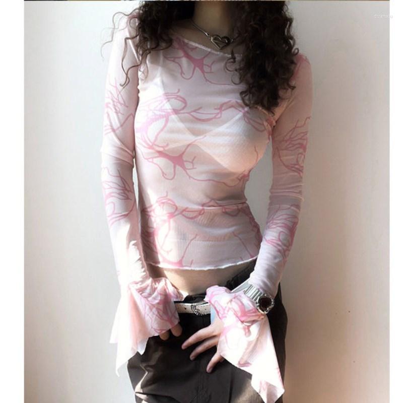 

Women' T Shirts Sexy Tee Spicy Girl Tie Dye Design Sense Slim Fit Underlay Women Y2K American Vintage Sweet Cool Long Sleeve T-shirt Top, Pink