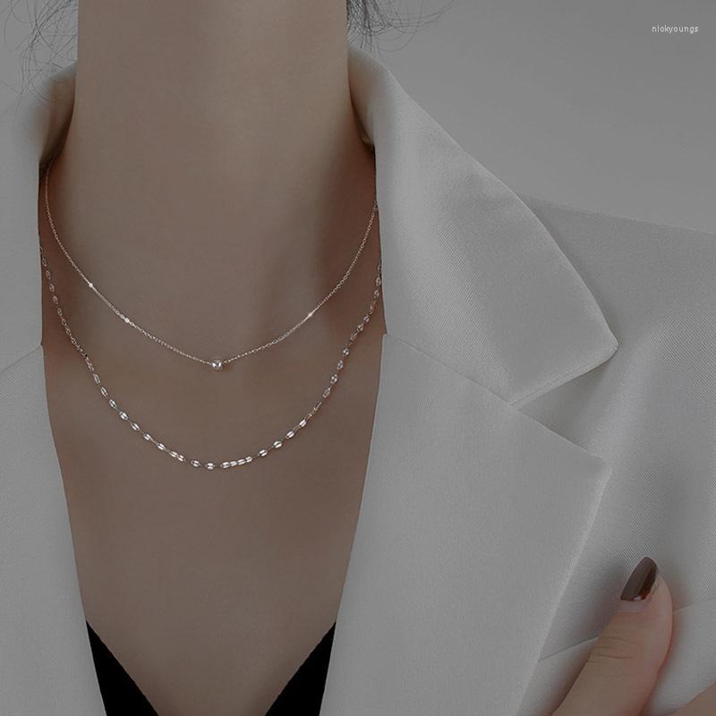 

Chains Fashion Double-layer Circle Round Bead Pendant Necklace For Women Party Wedding Gift Fine Jewelry Accessories