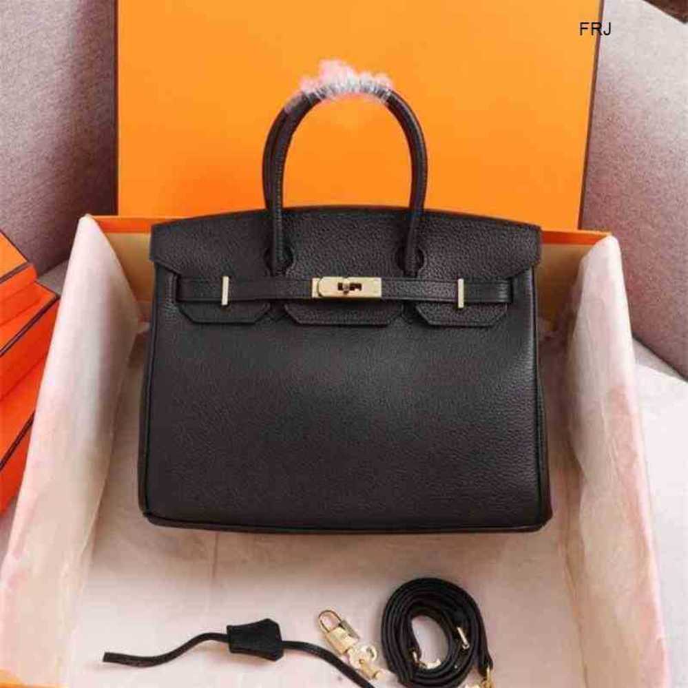 

Designer Handbags Birkin Bags Tote Womens Classic Manual Fashion Top Layer Cowhide Litchi Pattern Pochette Rouge Togo Gold Hardware Have Logo frj, Original box