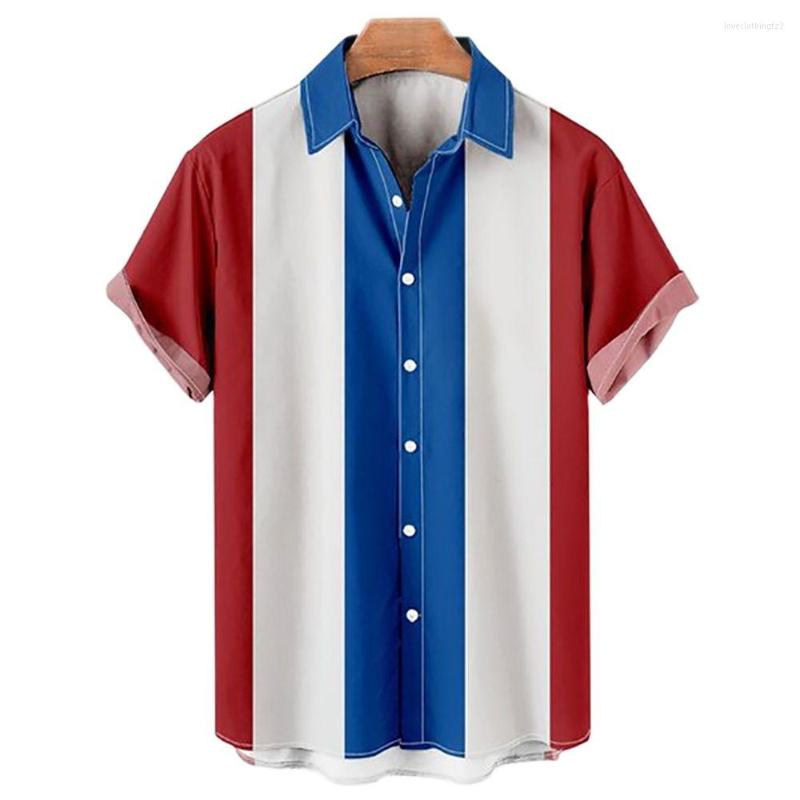 

Men's Casual Shirts Summer Men's Colorful Striped Shirt Hawaiian Style Daily Short Sleeve Fashion Plus Size Y2k Patchwork Button Tops, Ofsx-01394