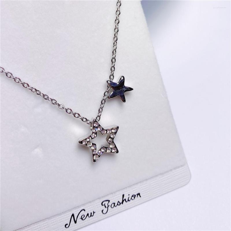 

Chains Two Star Shaped Pendant Necklace With Metal Chain For Women Jewelry Gift Choker Stainless Steel