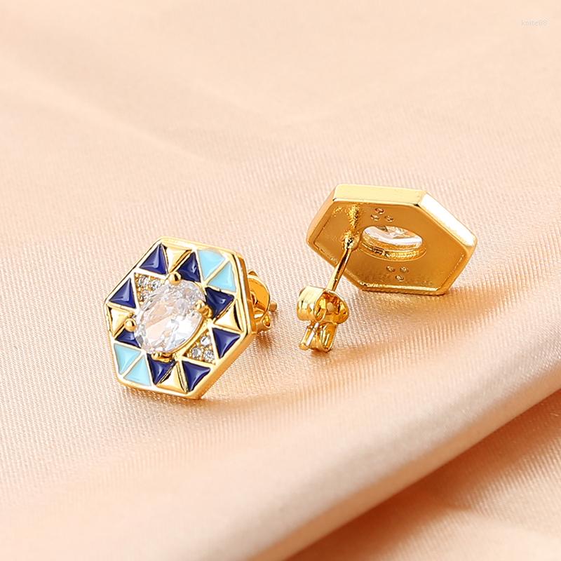 

Stud Earrings 2023 Arrivals Geometric Gold-plated Copper For Women Personality Temperament Zircon Jewelry Party Gift