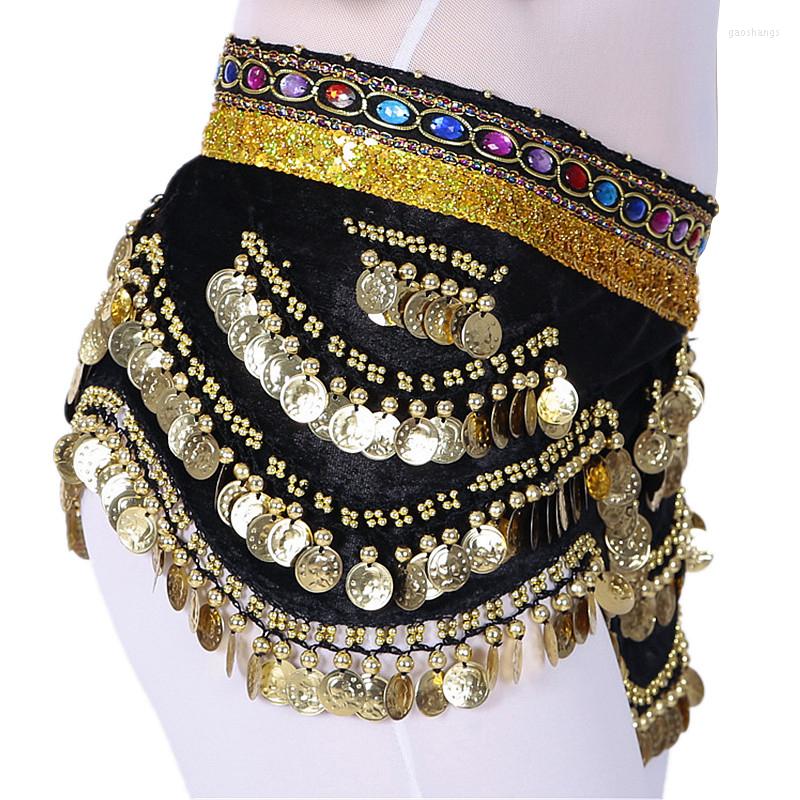 

Stage Wear Wholesale Women Dance Clothing Beaded Wave Hip Scarf Rhinestones Waist Band Gold Coins Belt 250pcs Class For Girls, Purple