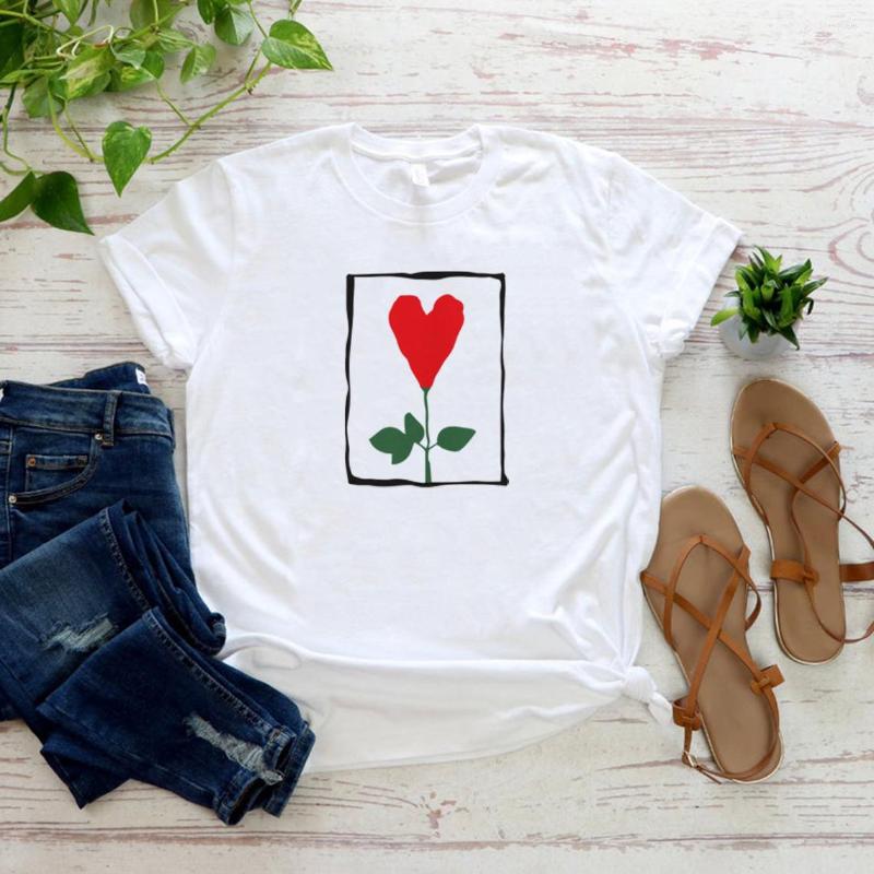 

Women' T Shirts Heart Flower Friends Shirt Rachel Green Tv Show Tshirt Women Short Sleeve Graphic Tee Streetwear Top, White