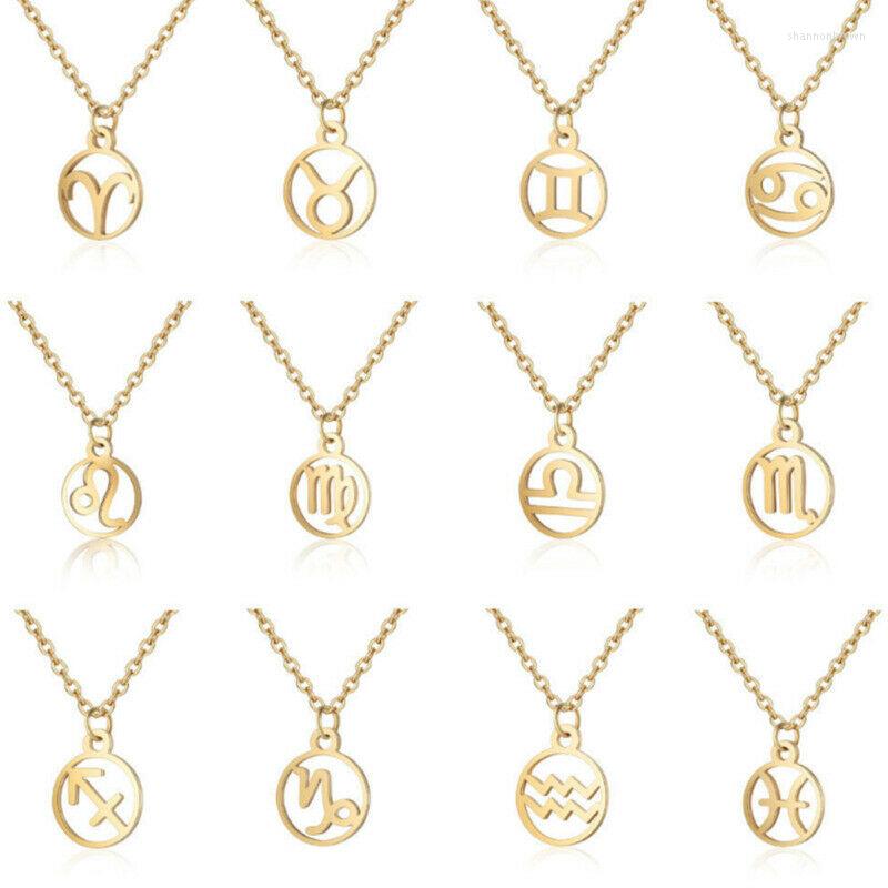 

Pendant Necklaces 12 Constellation Necklace Stainless Steel Chain Unisex Charm Jewelry