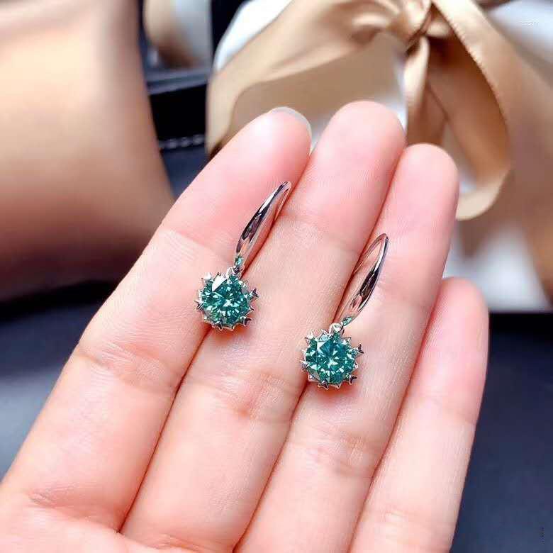 

Stud Earrings Karachi Eight Hearts And Arrows Plated With PT950 Blue-green Mausang Diamond Simple For Women Korean