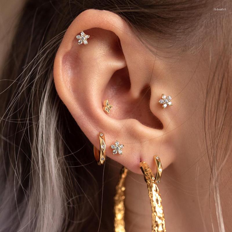 

Hoop Earrings 925 Sterling Silver Cz Earring Stylish Zircon Geometric Bone Buckle Simple Temperament Trend Girl Ear Jewely