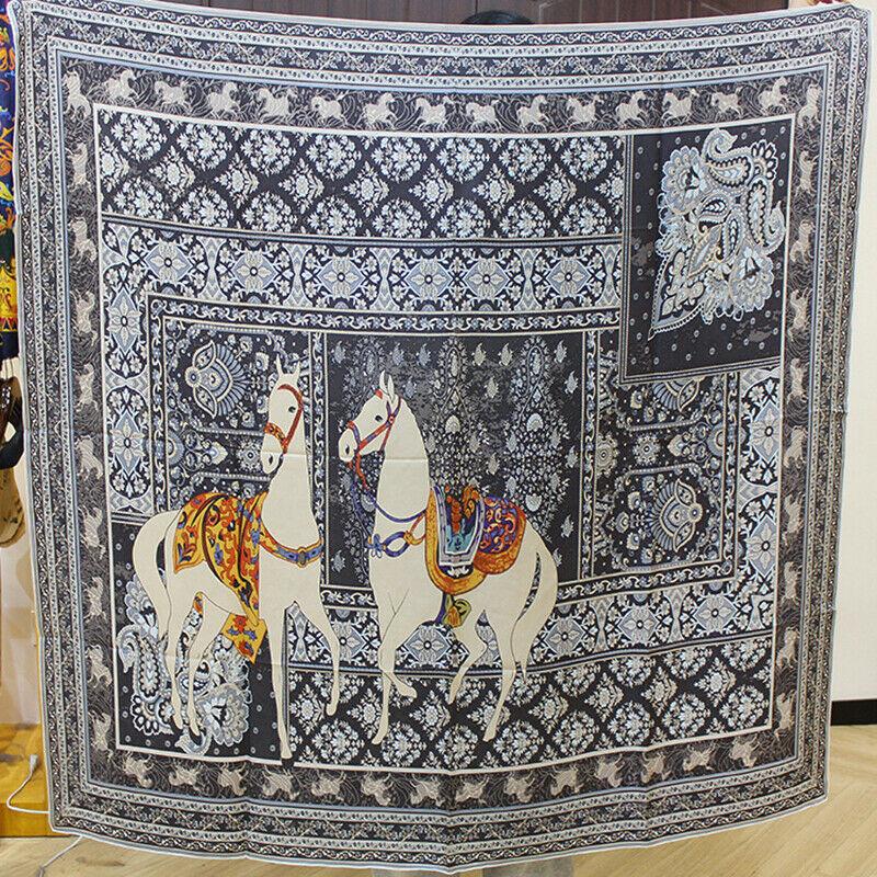 

Scarves Twill Silk Scarf Unisex Man Women Fashion Boho Horse Paisley Shawl Stole Sand Wash Hijab Bandana 135 135cm