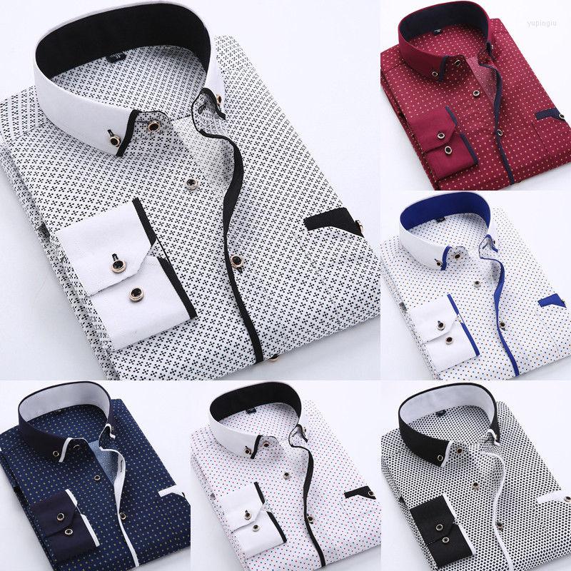 

Men's T Shirts 2023 Stylish Men's Slim Fit Casual Long Sleeve Check Dress Tops