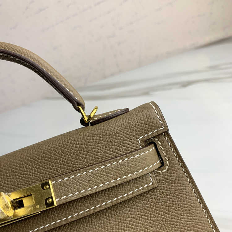 

Designer bags Herms Kelys handbags Cowhide print epsom mini shoulder bag gray hand, Sky blue