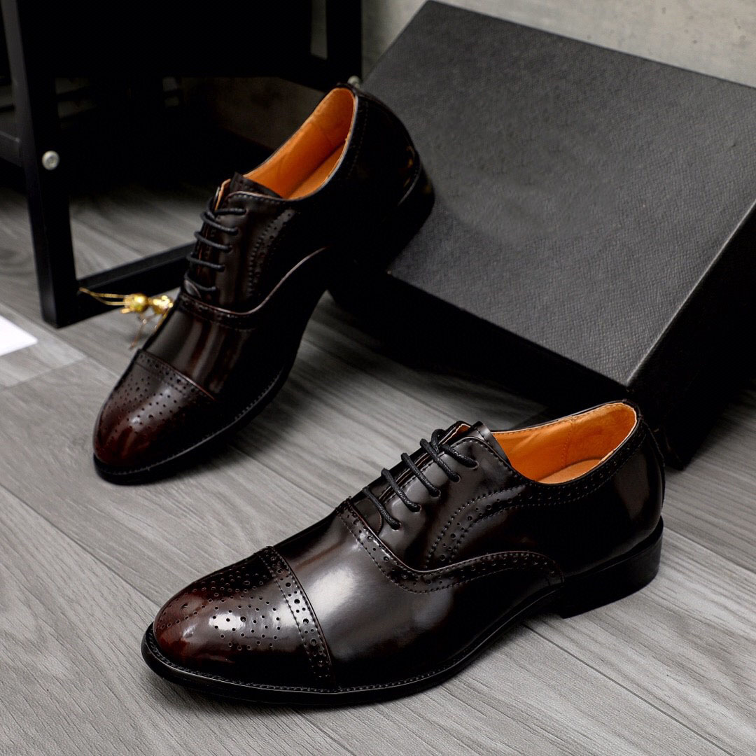

High Quality 2023 Mens Formal Dress Shoes Genuine Leather Business Breathable Oxfords Male Brand Casual Walking Flats Zapatos Hombr Size 38-44, Black