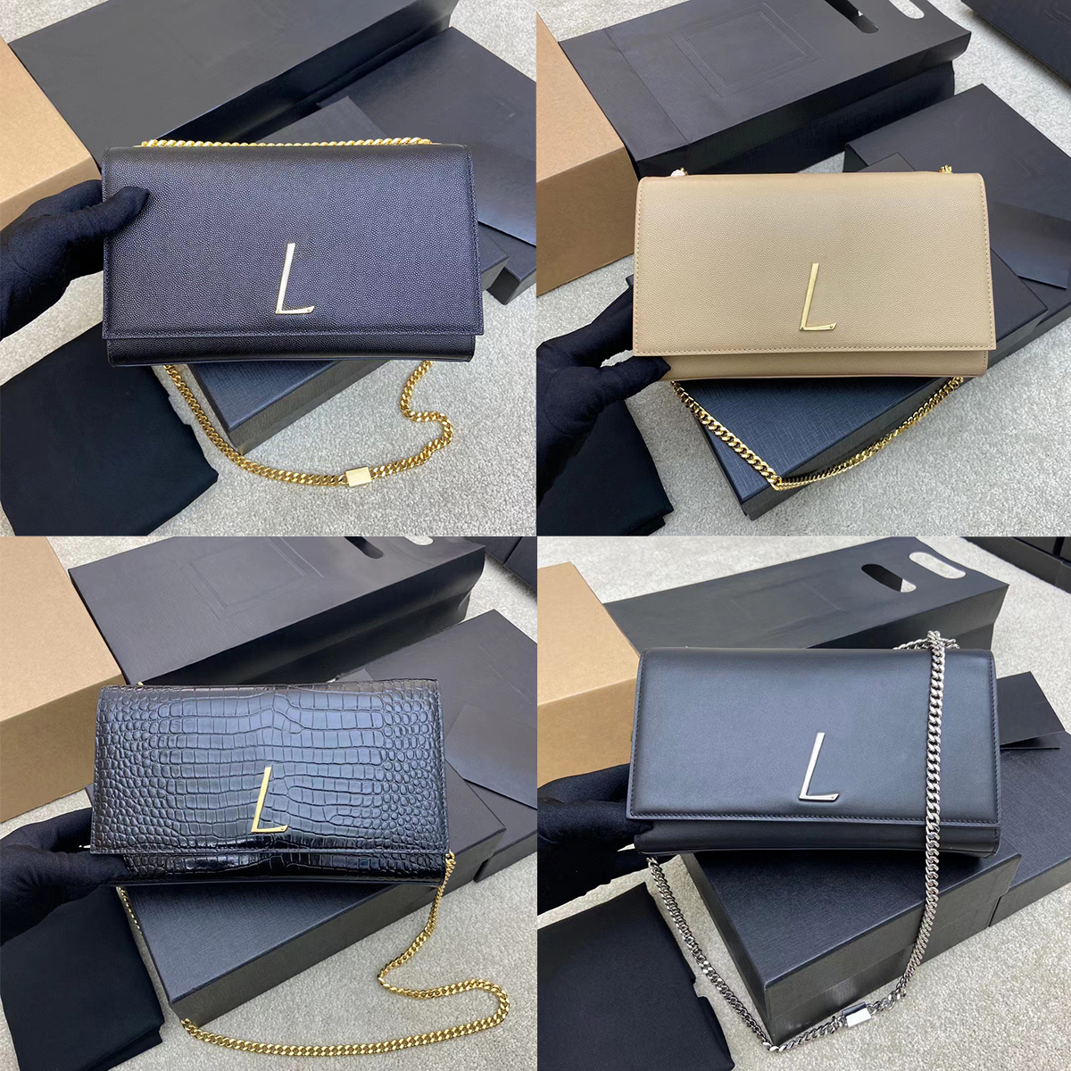 

Designer Shoulder Bag Woman Kate Handbag Crocodile pattern Chain Bags Genuine Leather Grained Caviar Messenger Purse Luxury Cross Body Handbags tote wallet