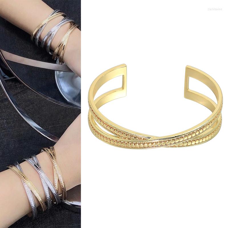 

Bangle Women's Hand Bracelets For Double Row Gold Plated Jewelry Wholesale Female Ladies Accessory Dubai Fashion Designer Wedding Party