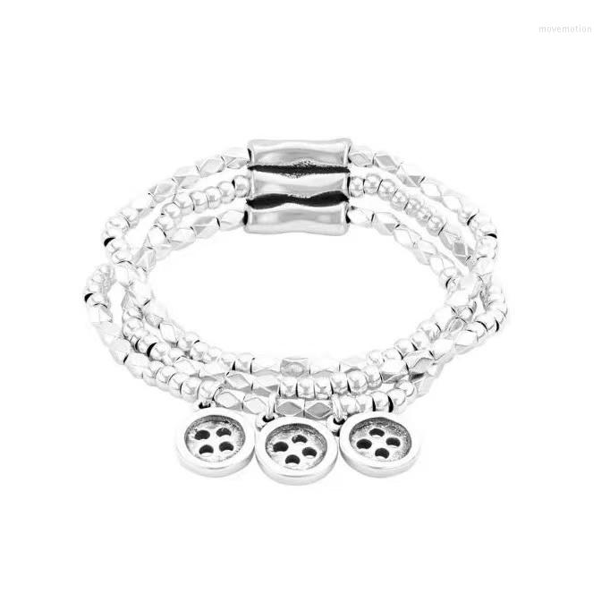 

Charm Bracelets 2023 Stainless Steel Alloy Silver Color Cute Have Logo No Buckle Fashion Bead Bracelet Free Wholesale
