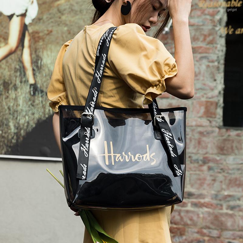 

Evening Bags Transparent Large Capacity Portable Jelly Bag Luxury Designer Handbag For Women 2023 High Quality Fashion Shoulder, Black
