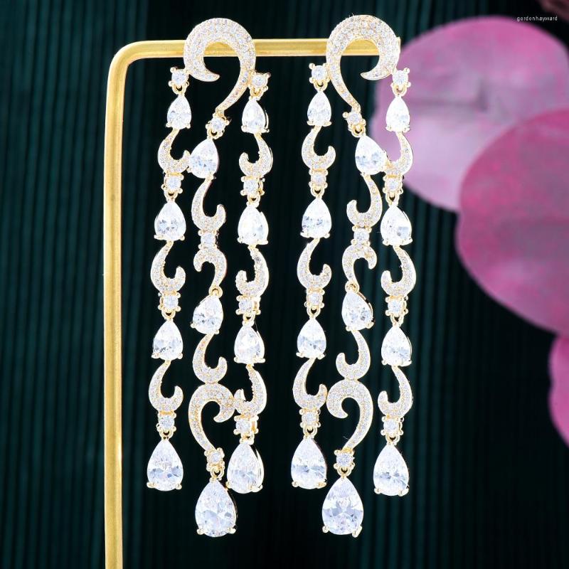 

Dangle Earrings Soramoore Trendy Street Style Pendant For Women Wedding Party Cubic Zircon Dubai Bridal Earring Boucle D'oreille